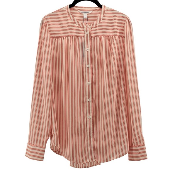 NEW Popsugar Red and White Candy Striper Long Sleeve Blouse Top Size M - Picture 2 of 9